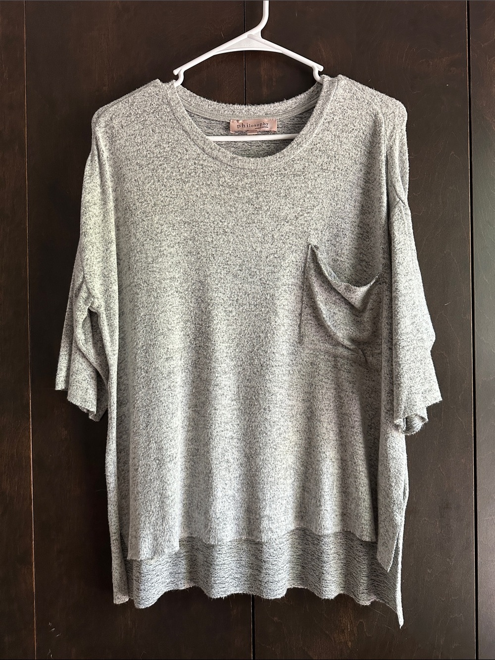 Philosophy Heather Gray Relaxed Pocket Knit Top